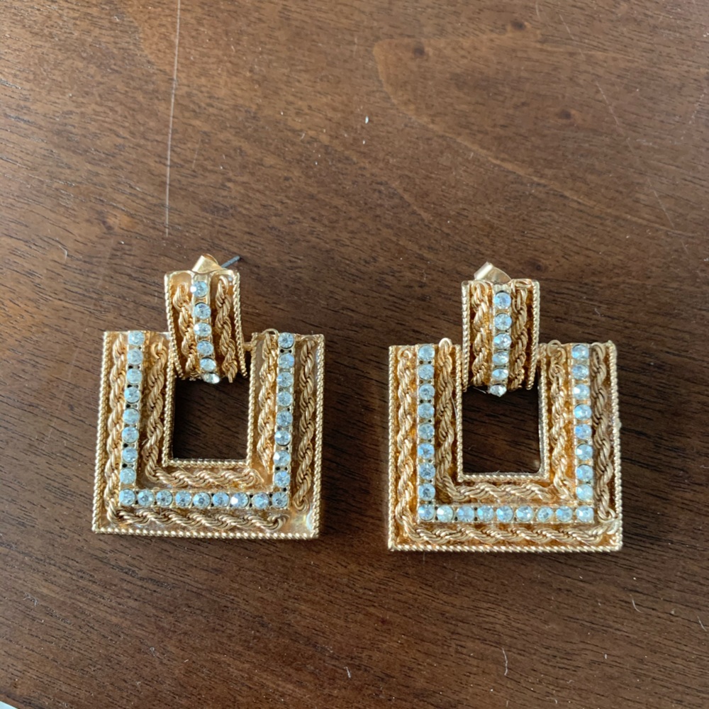 Zara square statement earrings